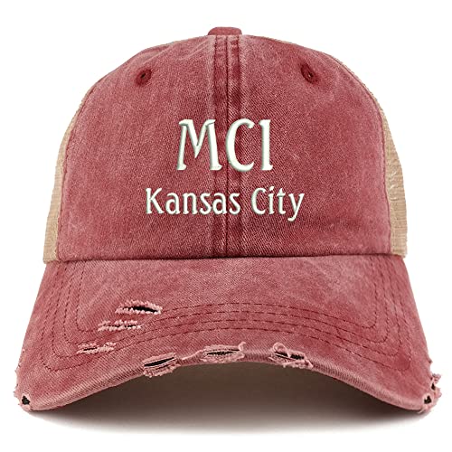 Trendy Apparel Shop MCL Kansas City Embroidered Frayed Bill Trucker Mesh Back Cap