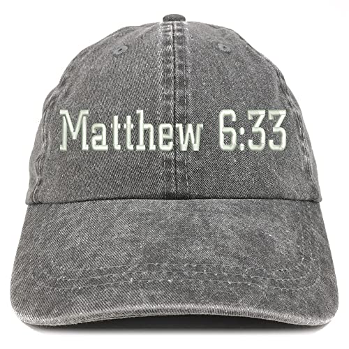 Trendy Apparel Shop Matthew 6:33 Washed Pigment Dyed Baseball Cap