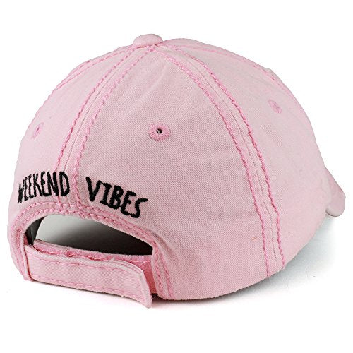 Trendy Apparel Shop Weekend Vibes 3D Letter Embroidered Frayed Vintage Unstructured Baseball Cap