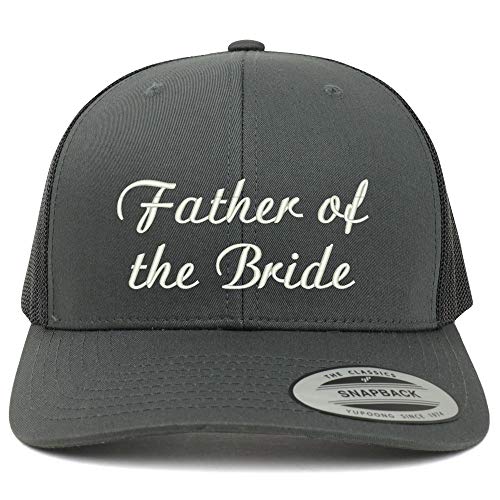 Trendy Apparel Shop Flexfit XXL Father of The Bride Embroidered Retro Trucker Mesh Cap