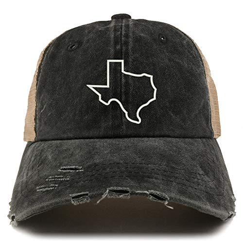 Trendy Apparel Shop Texas Outline Pigment Dyed Front Mesh Back Frayed Bill Cap