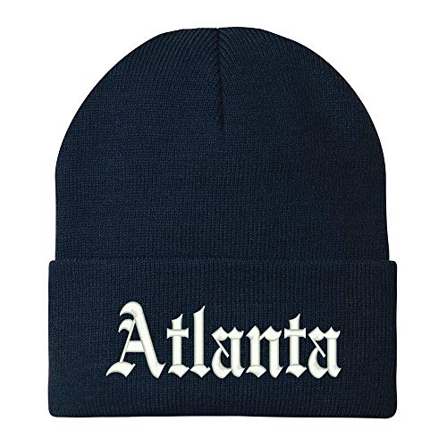 Trendy Apparel Shop Old English Font Atlanta City Embroidered Winter Long Cuff Beanie