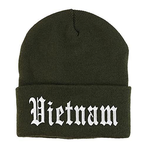 Trendy Apparel Shop Vietnam Old English Embroidered Long Cuff Beanie
