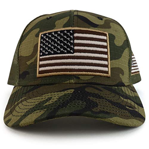 Trendy Apparel Shop 3D USA Flag Embroidered Structured Snapback Mesh Back Cap