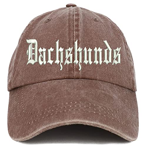 Trendy Apparel Shop Old English Dachshunds Washed Pigment Dyed Baseball Cap