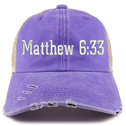 Trendy Apparel Shop Matthew 6:33 Frayed Bill Trucker Mesh Back Cap