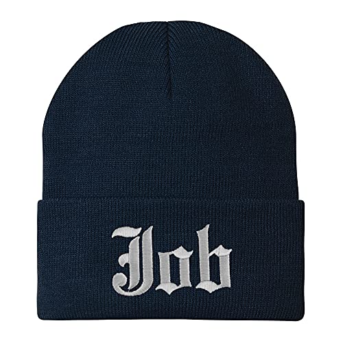 Trendy Apparel Shop Job Old English Embroidered Long Cuff Beanie