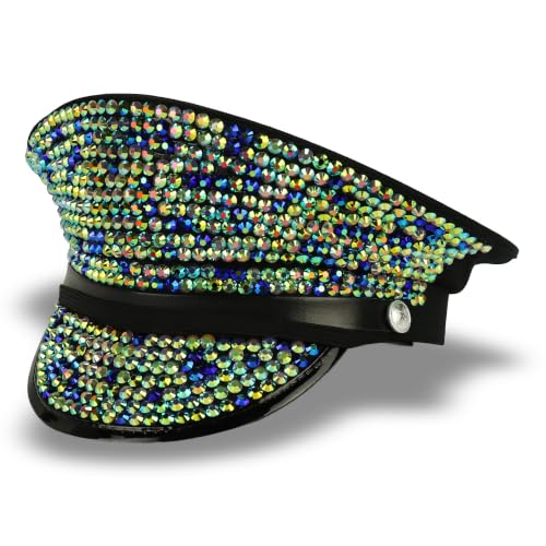 Trendy Apparel Shop Festival Party Sparkly Sequin Rhinestone Captain Hat