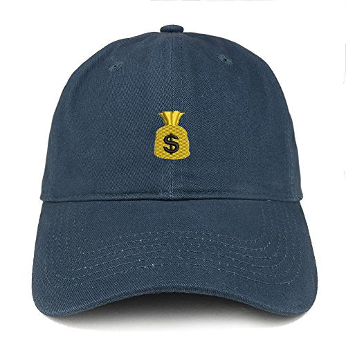 Trendy Apparel Shop Money Bag Emoticon Quality Embroidered Low Profile Brushed Cotton Dad Hat Cap - Navy
