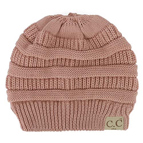 Trendy Apparel Shop Women's Lightweight Ribbed Knit 365 Stretchable Ponytail Beanie Cap