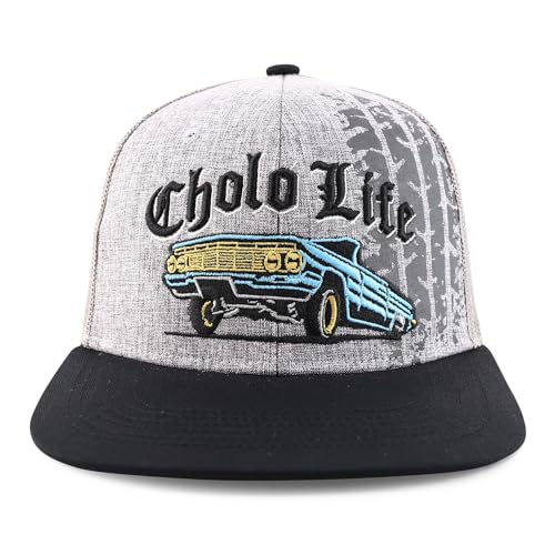 Trendy Apparel Shop 6 Panel Cholo Life 3D Embroidered Flatbill Mesh Back Cap