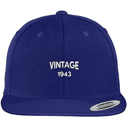 Trendy Apparel Shop Small Vintage 1943 Embroidered 76th Birthday Flat Bill Snapback Baseball Cap