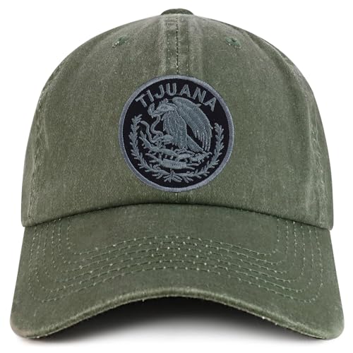 Trendy Apparel Shop Tijuana Mexico Charcoal Embroidered Patch Pigment Dyed Washed Baseball Cap