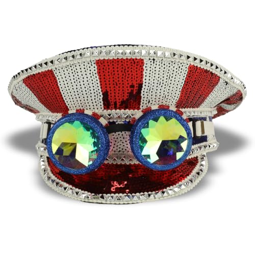 Trendy Apparel Shop Festival Party Sparkly Sequin Rhinestone Captain Hat