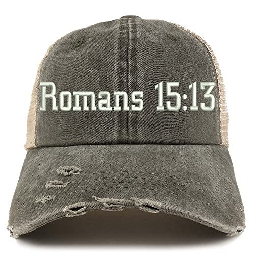 Trendy Apparel Shop Romans 15:13 Frayed Bill Trucker Mesh Back Cap
