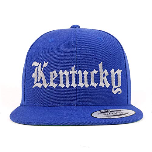 Trendy Apparel Shop Kenturky State Old English Embroidered Flatbill Snapback