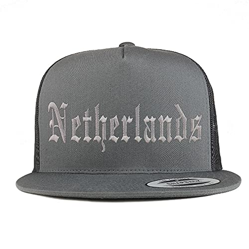 Trendy Apparel Shop Netherlands Old English 5 Panel Flatbill Trucker Cap