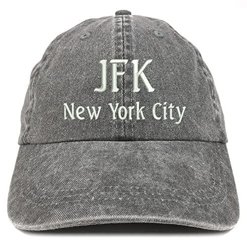 Trendy Apparel Shop JFK New York City Embroidered Pigment Dyed Washed Baseball Cap