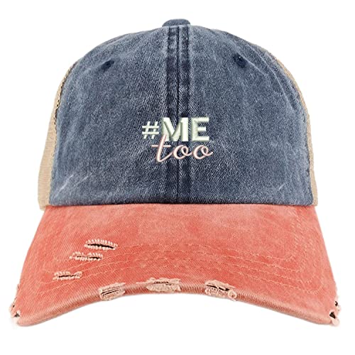 Trendy Apparel Shop #Me Too Movement Embroidered Frayed Bill Trucker Mesh Cap