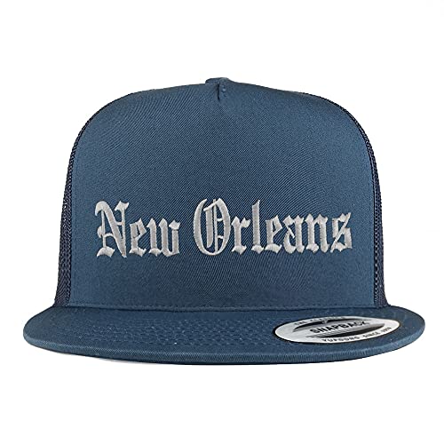Trendy Apparel Shop New Orleans Old English 5 Panel Flatbill Trucker Cap