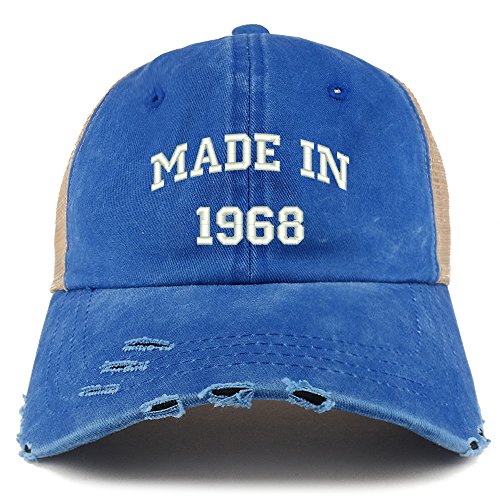 Trendy Apparel Shop Made in 1968 Text 51st Birthday Embroider Frayed Mesh Cap