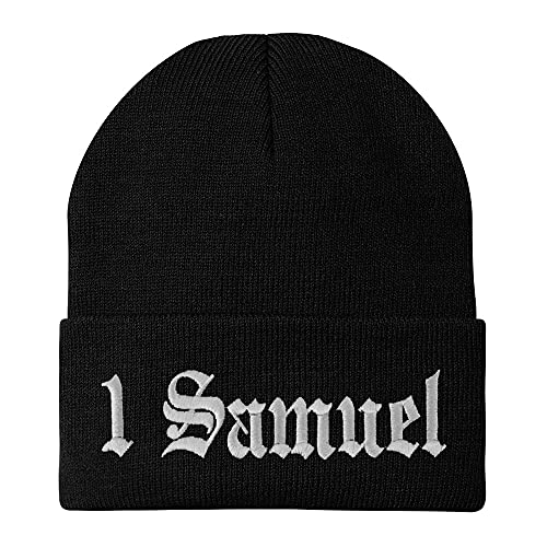 Trendy Apparel Shop 1 Samuel Old English Embroidered Long Cuff Beanie