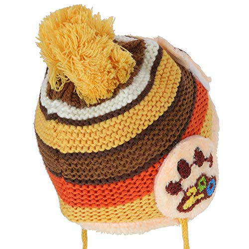 Trendy Apparel Shop Kid's Racoon Animal Fur Trimmed Pom Knit Beanie Hat