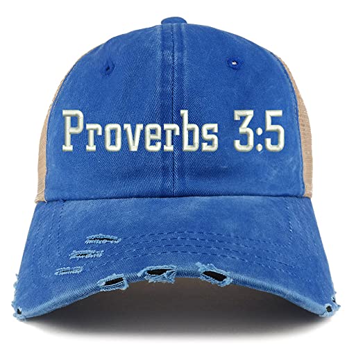 Trendy Apparel Shop Proverbs 3:5 Frayed Bill Trucker Mesh Back Cap