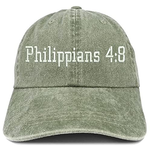 Trendy Apparel Shop Philippians 4:8 Washed Pigment Dyed Baseball Cap