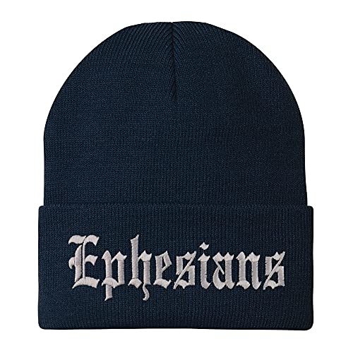 Trendy Apparel Shop Ephesians Old English Embroidered Long Cuff Beanie