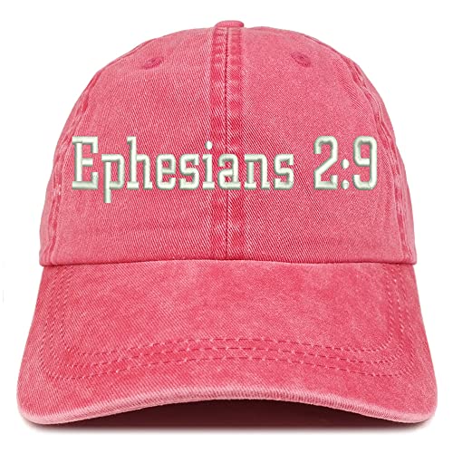 Trendy Apparel Shop Ephesians 2:9 Washed Pigment Dyed Baseball Cap