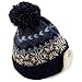 Trendy Apparel Shop Youth Size Kid's Warm Acrylic Brim Knit Winter Print Trapper Hat with Pom Pom