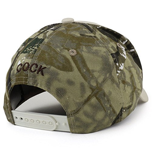 Trendy Apparel Shop Cock Rooster Embroidered Patch Camo Print Back Baseball Cap