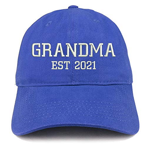 Trendy Apparel Shop Grandpa EST 2021 Embroidered Soft Crown 100% Brushed Cotton Cap