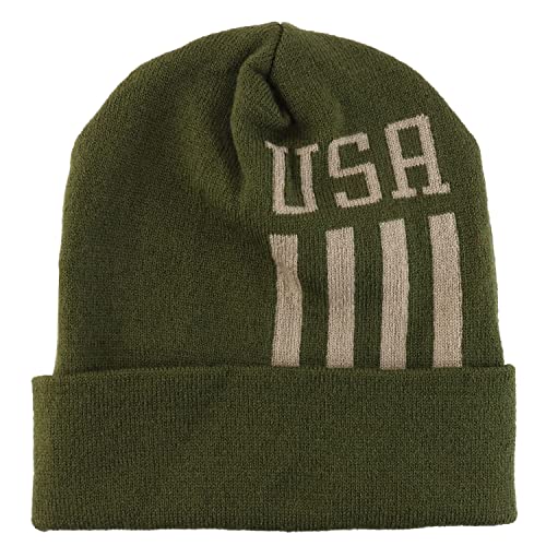 Trendy Apparel Shop Made in USA Patriotic Pattern Long Cuff Winter Beanie