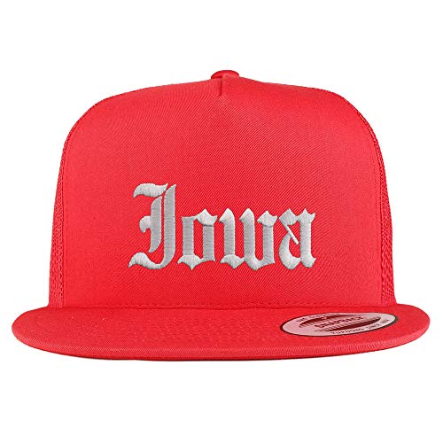 Trendy Apparel Shop Iowa State Old English 5 Panel Flatbill Trucker Mesh Cap