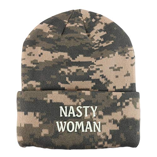 Trendy Apparel Shop Nasty Woman Embroidered Made in USA Camo Beanie