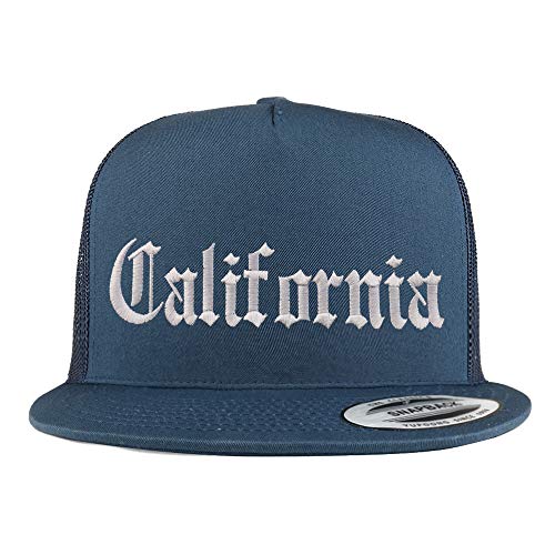 Trendy Apparel Shop California State Old English 5 Panel Flatbill Trucker Cap
