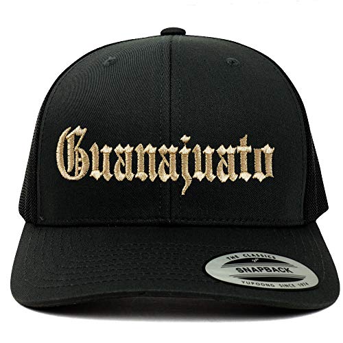 Trendy Apparel Shop Old English Guanajuato Gold Embroidered Retro Trucker Mesh Cap