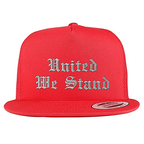 Trendy Apparel Shop United We Stand Old English 5 Panel Flatbill Trucker Cap