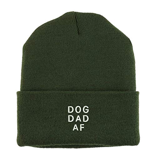 Trendy Apparel Shop Dog Dad Af Embroidered Made in USA Cuff Folded Acylic Knit Winter Beanie Hat