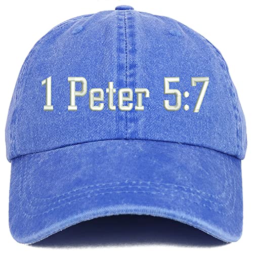 Trendy Apparel Shop 1 Peter 5:7 Washed Pigment Dyed Baseball Cap
