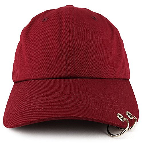 Trendy Apparel Shop Two Rings Pierced Plain Cotton Unstructured Adjustable Dad Hat