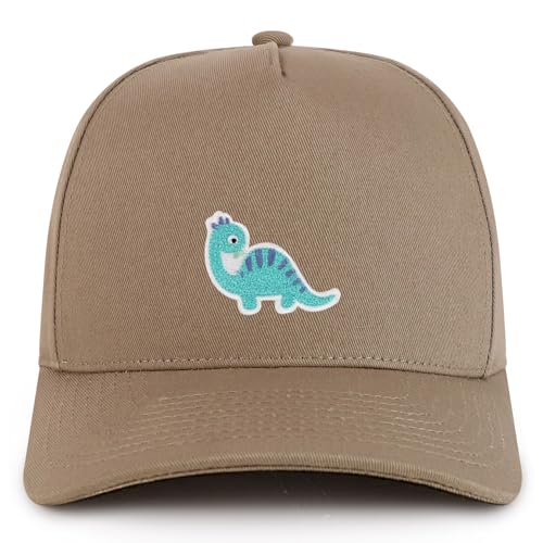 Trendy Apparel Shop Brontosaurus Dinosaurus Patch Cotton 5 Panel Structured Snapback Cap