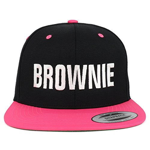 Trendy Apparel Shop Brownie White Embroidered Flat Bill 2-Tone Ball Cap