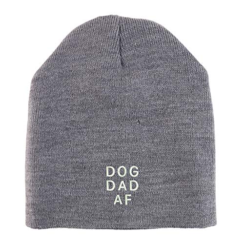 Trendy Apparel Shop Dog Dad Af Font Embroidered Made in USA Short Acrylic Knit Winter Beanie Hat