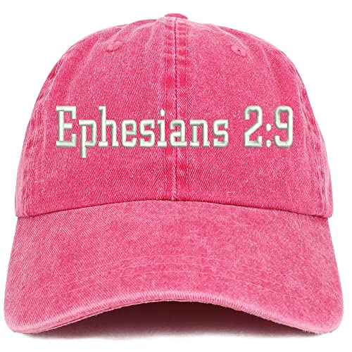Trendy Apparel Shop Ephesians 2:9 Washed Pigment Dyed Baseball Cap