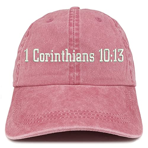 Trendy Apparel Shop 1 Corinthians 10:13 Washed Pigment Dyed Baseball Cap