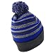 Trendy Apparel Shop Made in USA Striped Variegated Yarn Pom Pom Long Cuff Beanie