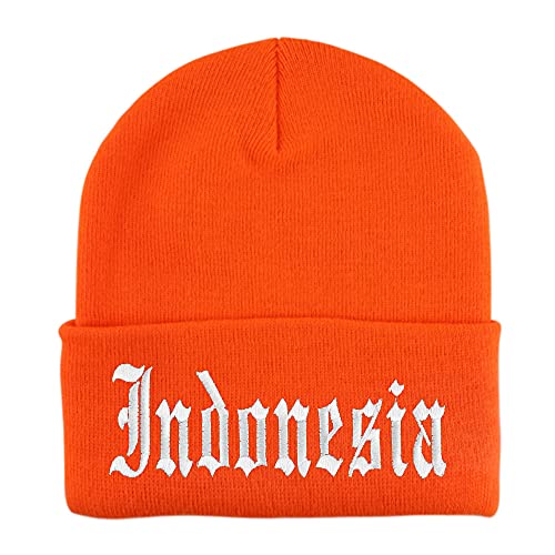 Trendy Apparel Shop Indonesia Old English Embroidered Long Cuff Beanie